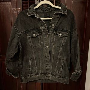 Black denim Bershka jacket, size small. Gently worn.